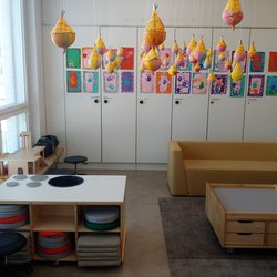 Kitchen and play area